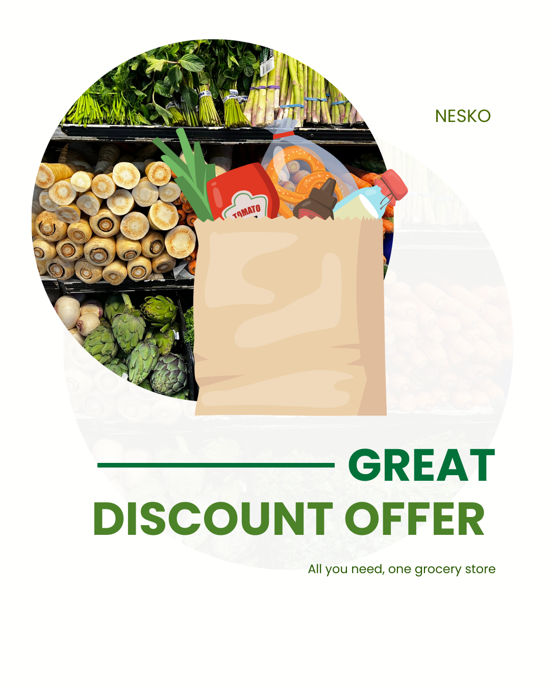 green and white modern grocery store promotion instagram post